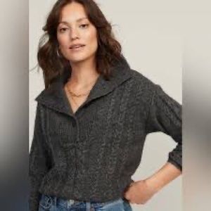 Old Navy Heathered Button Front Cable Knot Sweater